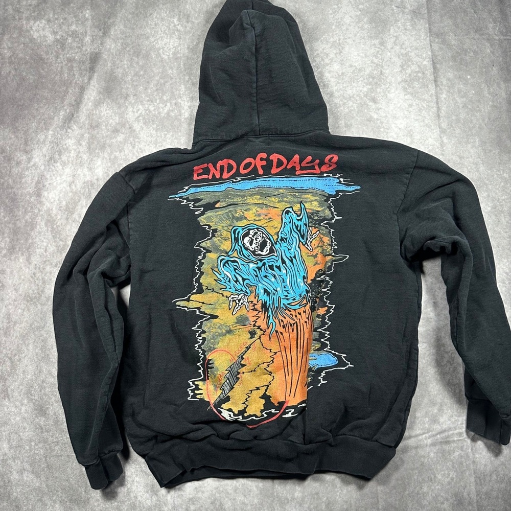Warren Lotas End of Days Reaper Graphic Hoodie Black Mens XL Y2K Streetwear Rare - Picture 5 of 7